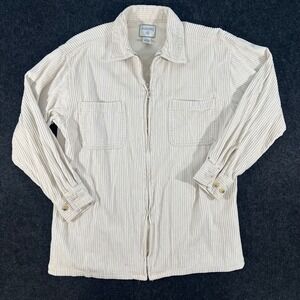 Rosemary & Ivy Corduroy Jacket Womens Large Cream Zip Up Shacket Workwear 90s